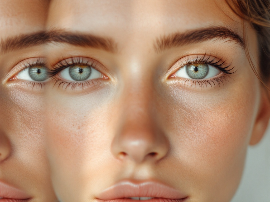 Close-up of an under-eye area in soft daylight showing subtle dark circles